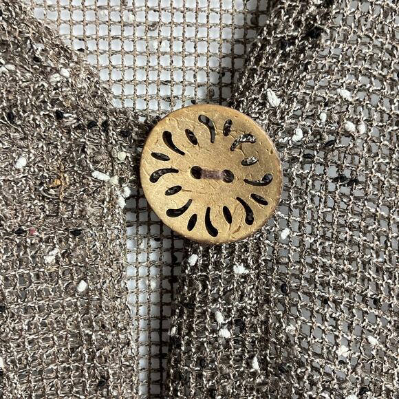 Lulu B Womens Cover Up Knit Fishnet Cardigan Brown Medium - Picture 4 of 12